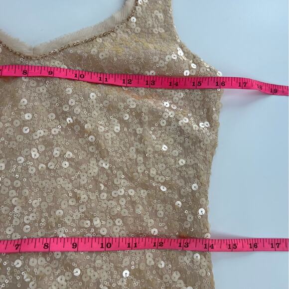 Badgley Mischka Collection for BHLDN - Cyprium blush silk sequin gown sz 6 - Picture 6 of 8